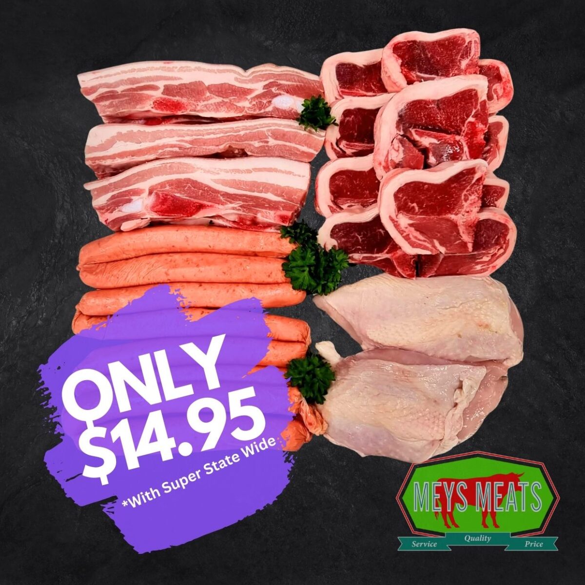 Statewide Premium Add on- 8x Lamb Loin Chops, 10x Thin Sausage, 500g Chicken breast & 500g Pork Spare Ribs
