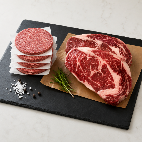 new long weekend upgrade Long Weekend Upgrade- 2x Scotch Fillet Steaks & 6x Wagyu Beef Burgers